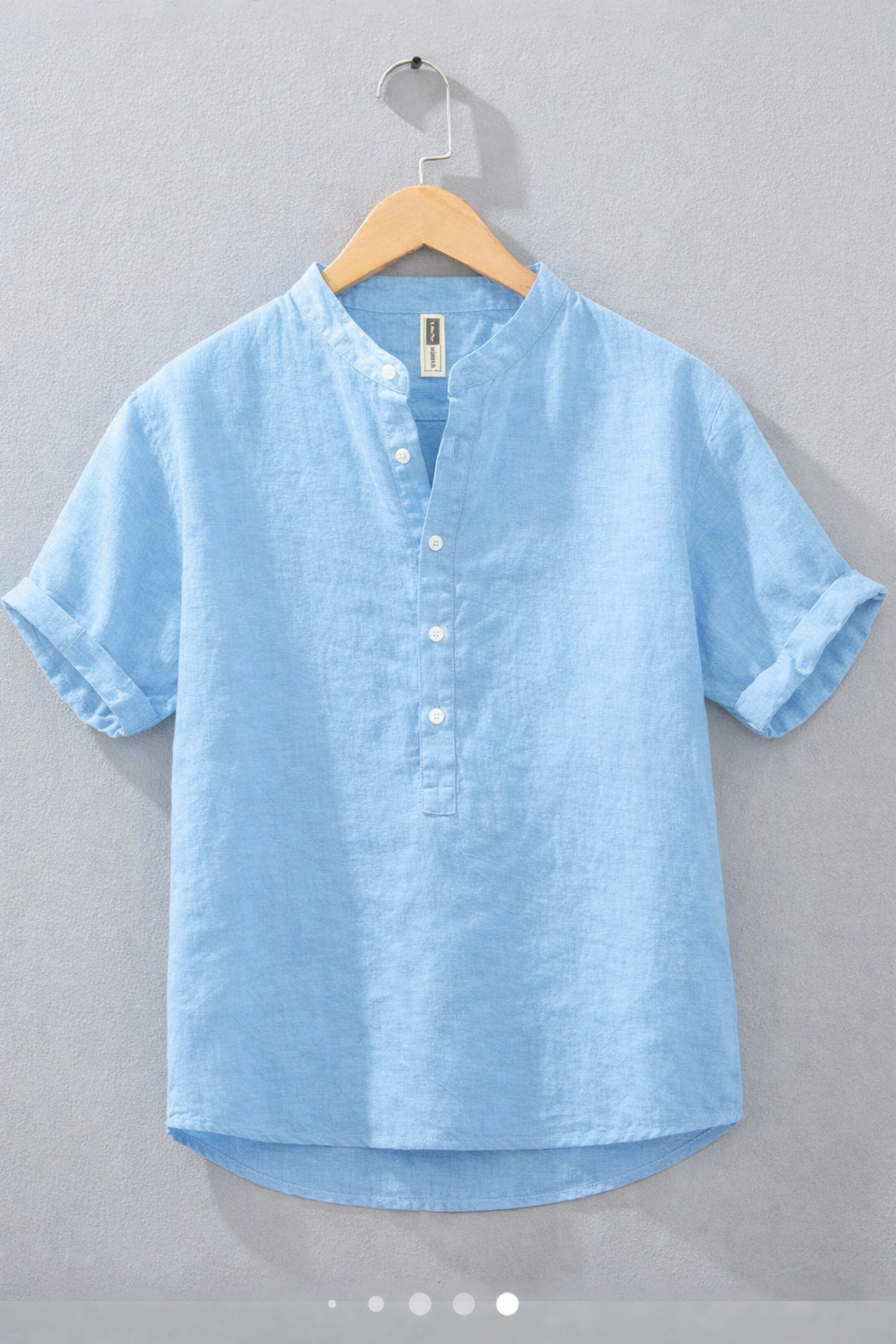 Men Linen Solid Short Kurta Shirt | Mandarin Collar | Casual & Festive Wear